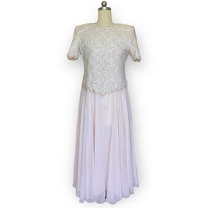 Vintage Pink And White Beaded Formal Dress